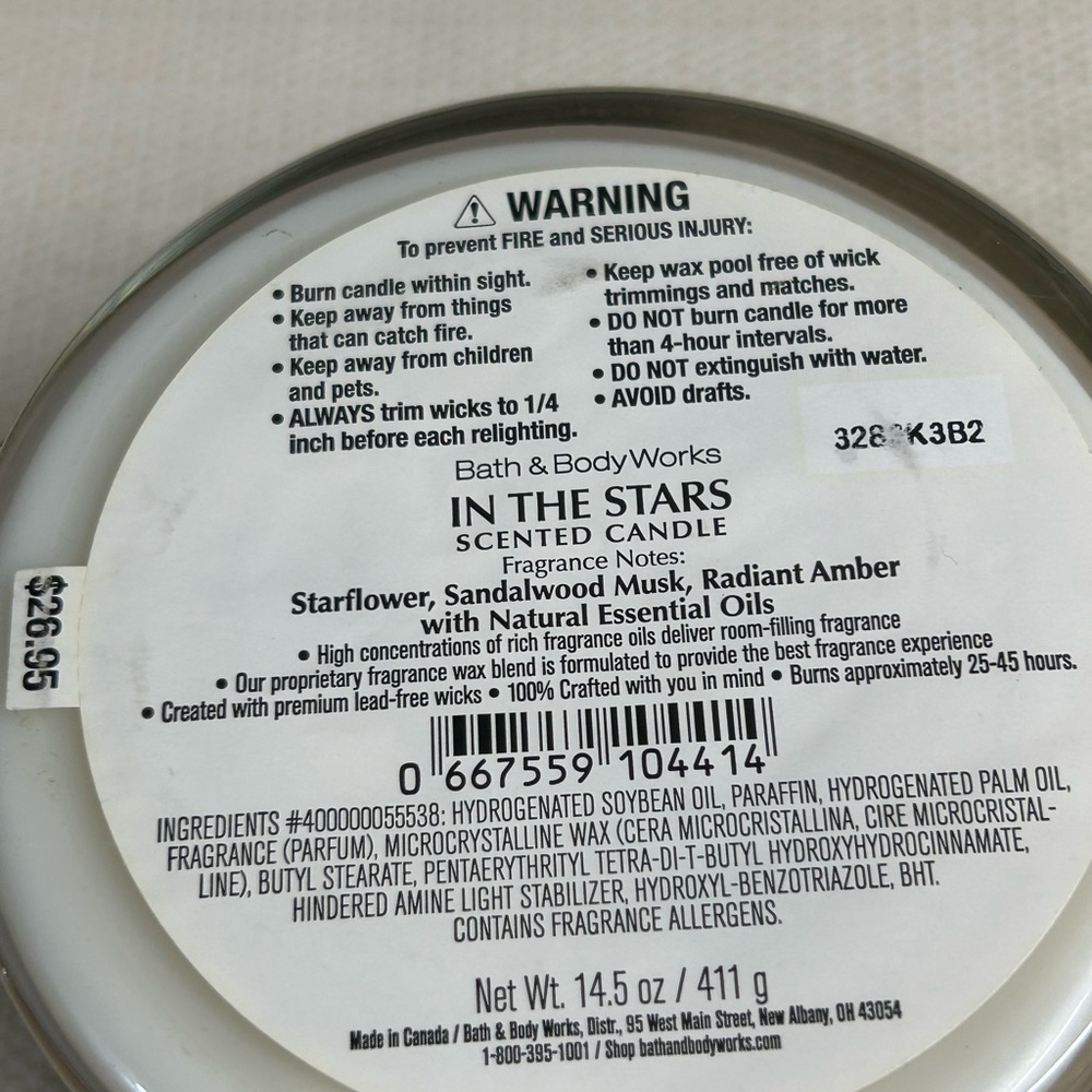Bath & Body Works In The Stars Scented Candle — Gold and Pink Label - Picture 3 of 4
